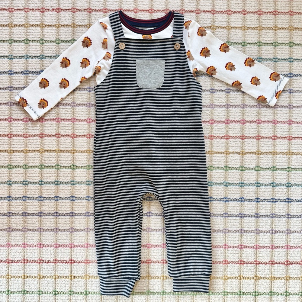 Mud Pie Thanksgiving overalls